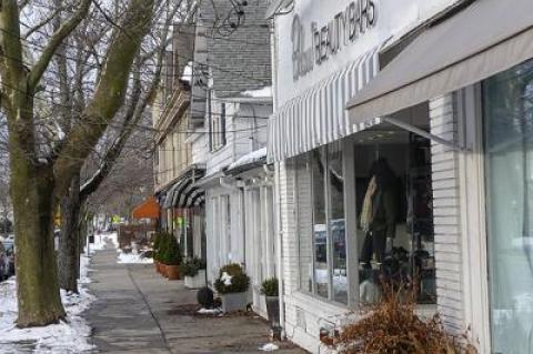 Bridgehampton Main Street, which could be included in a new historic district with limits on exterior changes to storefronts.