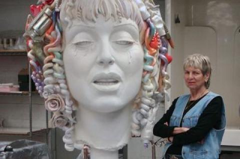 Audrey Flack, with one of her sculptures, is the 2018 Guild Hall Academy of the Arts recipient of a lifetime achievement award in visual art.