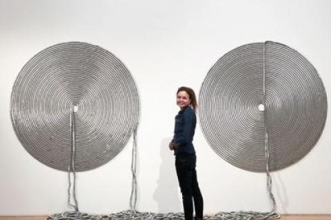 "A Radical Voice: 23 Women" includes work by Alice Hope, above, with her spiral sculpture made of can tabs and tubing.