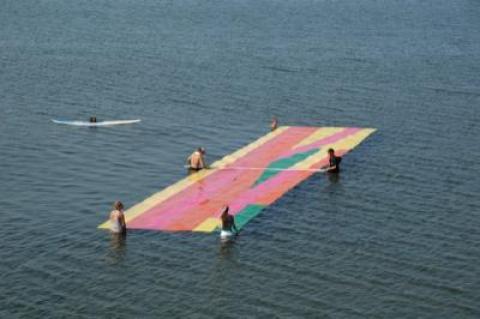 Saskia Friedrich, whose "Love" was installed in the bay in front of the Art Barge on Napeague in 2015, will open her studio at the Watermill Center.