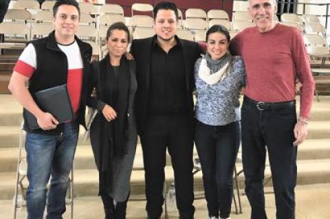 Soloists from Mexico’s Opera San Miguel, from left, Carlos Lopes, Alejandra Sandoval, Cesar Delgado, and Diana Peralta, joined John Daly Goodwin, the guest conductor, right, in the spring concert of the Choral Society of the Hamptons.