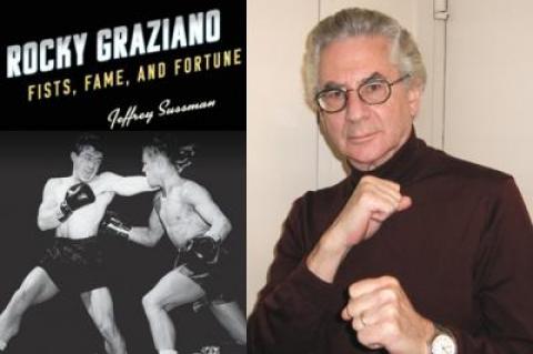 The cover of Jeffrey Sussman’s latest book features an AP photo of Rocky Graziano and Tony Zale in their 1948 middleweight championship bout.