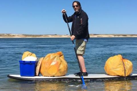 Rod Richardson cleaned debris from Hicks Island as part of the townwide Shoreline Sweep organized by Dell Cullum on Saturday. Restricted access to the island means more trash, Mr. Richardson told the East Hampton Town Trustees.