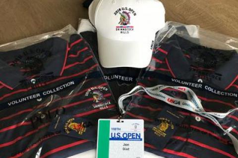 Some of the accouterments of a U.S. Open volunteer are displayed above.