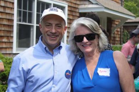 Perry Gershon, the Democratic Party’s nominee to represent New York’s First Congressional District, and East Hampton Town Councilwoman Sylvia Overby attended a rally for Mr. Gershon in Springs on Sunday.