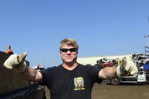 Von Strauss has hauled more than four million pounds of scrap iron, steel, and castoff appliances to salvage yards like this one, the Gershow Recycling Center in Medford.