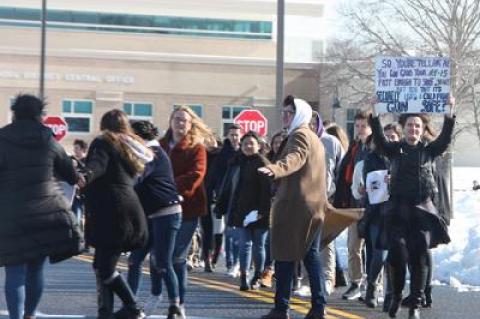 Galvanized in part by a spate of school shootings, a record number of 18 to 22-year-olds have registered to vote this year. Above, East Hampton High School student activists joined in a national school walkout in March.