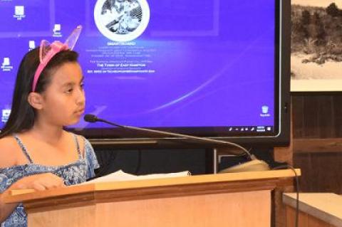 Angie, a fifth-grade student in East Hampton, told the East Hampton Town Board that she worries that her mother might be hurt or deported.