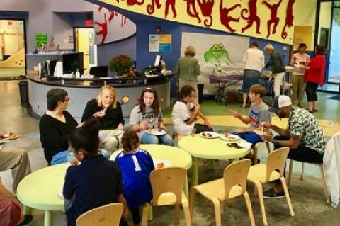 Families shared a meal at a Katy’s Courage session at the Children’s Museum of the East End in Bridgehampton. The peer support group is for children, teens, young adults, and their families grieving the death of a loved one.