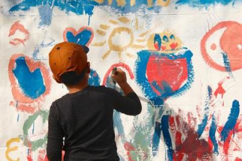 The East Hampton Chamber of Commerce’s second annual Fall Festival was a big hit on Saturday. Andres Zhungo joined in a mural painting project.