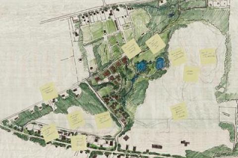 A sketch in the hamlet report for East Hampton shows “opportunities for commercial redevelopment, housing, contractor parking, and a food systems incubator” at the sand pit on Springs-Fireplace Road.