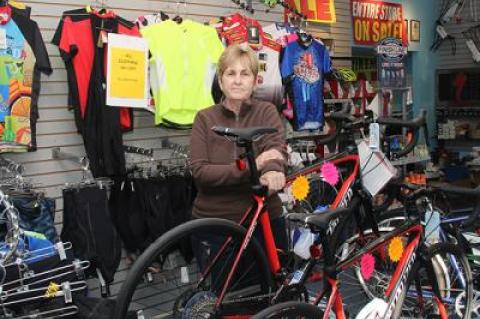 Pamela McDonald stood amid the remaining inventory at Bermuda Bikes in East Hampton last month. She and her husband, Kent, are selling the store after nearly 40 years.