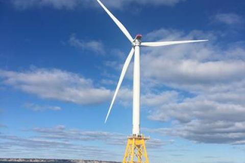 One of the turbines that is part of the Block Island Wind Farm