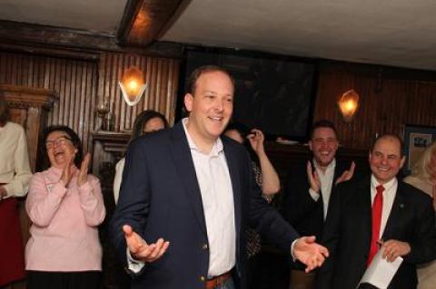 Representative Lee Zeldin received a warm welcome at an East Hampton Town Republican Committee fund-raiser at the Palm last Thursday night.