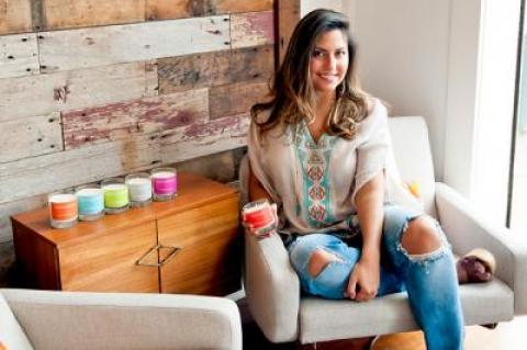 Brittany Torres makes, packages, delivers, and ships all of her Hamptons Handpoured candles herself.