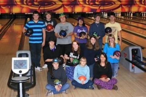 East Hampton’s bowlers are, from left to right, starting with the bottom row, Sam Baylinson, Kyra Daniels, Cheyenne Mata, Matthew Napolillo, Gabby Green, Victoria Nardo, Andi Dargis, Mike Cahill, Jackson Clark, Andrew Payne, Melina Lopez, Rick Nardo, and Dan Ruggiero. Chris Duran, a Pierson student, is not pictured.