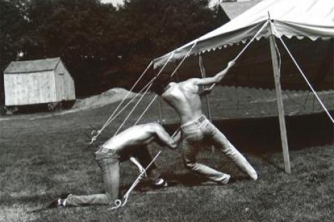 Robert Giard's "Bridgehampton Horse Show" is an example of the photographer's interest in recording the workers who serve the South Fork.