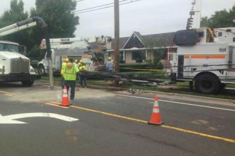 Country Road 39 was closed while wires were cleaned up after an accident.