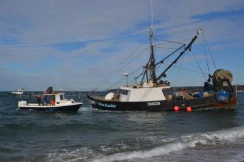 The crew of the Miss Scarlett was taken off the boat at around noon on Sunday.