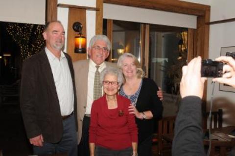 Supervisor Larry Cantwell, center, flanked by Peter Van Scoyoc, Jeanne Frankl, front center, and Sylvia Overby, right.