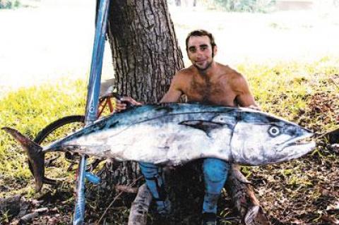 Dashiel Marder speared this dogtooth tuna off the east coast of Africa in December 2011. Mr. Marder was diving for tuna in Indonesia on April 17 when he failed to surface. A search continues.