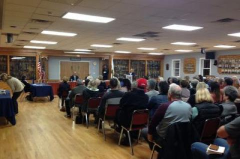 A large crowd turned out for a League of Women Voters candidates' debate on Monday night.