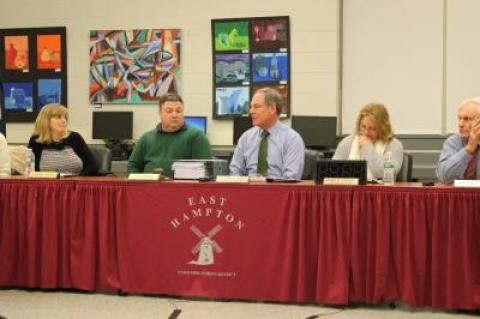 The East Hampton School Board during a Dec. 20 school board meeting