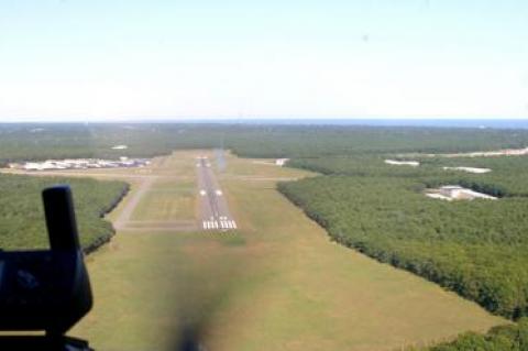 A pilot's view of East Hampton Airport, where a federal judge has allowed a town law setting curfews.