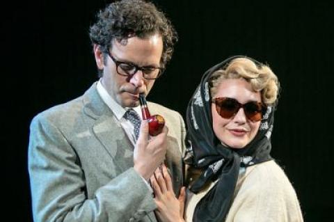 Wayne Alan Wilcox and Rachel Spencer Hewitt play Arthur Miller and Marilyn Monroe in “Fellow Travelers” at Bay Street Theater in Sag Harbor.