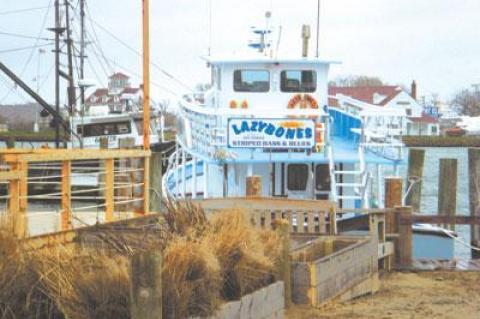 The Lazy Bones party boat splashed into Montauk Harbor this week and is ready for the start of fluke season on Wednesday.