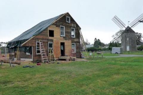 The Gardiner Home Lot in East Hampton Village, where a house is undergoing restoration to its original appearance, was purchased with money from the community preservation fund in 2014.