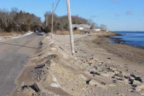 Recent high tides during storms have overwashed a portion of Gerard Drive in Springs.