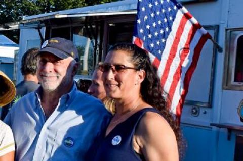 David Gruber, a candidate for the Democratic Party’s nomination for East Hampton Town Board, and Ilissa Loewenstein Meyer of the East Hampton Reform Democrats were at the Springs Community Food Festival, hosted by the Reform Democrats, last Thursday.