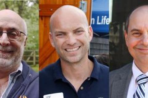 Three who would be town councilman: David Gruber, left, Manny Vilar, center, and David Lys. Mr. Gruber plans to challenge Mr. Lys, an appointed councilman, in a Democratic primary in September. He also has support from the East Hampton Independence Party. Mr. Vilar is the Republicans’ choice.