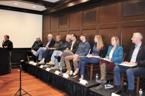 A panel comprising supporters and opponents of the proposed South Fork Wind Farm debated the project on Saturday at the East Hampton Library.