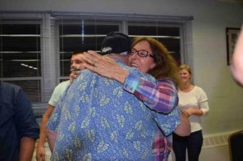 Sandra Schroeder was congratulated after her win Tuesday night. She will be the next mayor of the Village of Sag Harbor.