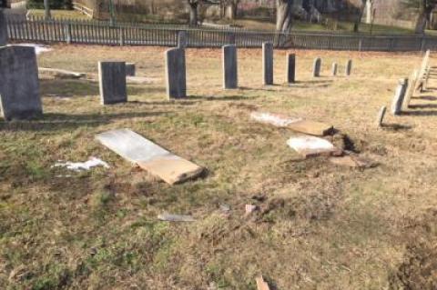 Headstones in East Hampton Village's historic North End Cemetery, some of them hundreds of years old, were damaged by in a hit-and-run over the weekend.