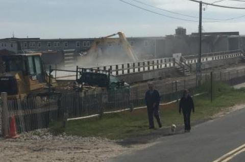 The old East Deck Motel in Montauk was partially demolished on Friday.