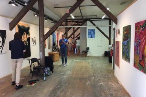 A scene from last year's Upstairs Art Fair, returning this weekend to Amagansett and organized by Bill Powers.