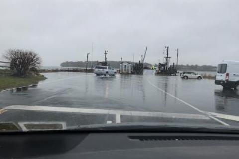 Coastal flooding was a bigger issue on the East End than snow. On Shelter Island Friday morning, even on a falling tide one of the South Ferry ramps was underwater and drivers had difficulty navigating their way through the water to get to the other ramp.