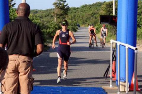 Annette MacNiven won the Turbo-Tri here over the foreshortened I-Tri program’s course at Maidstone Park on June 16.