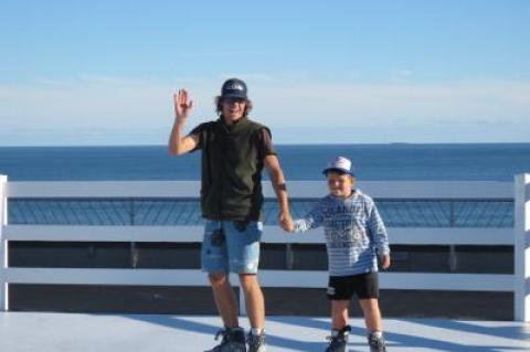 Charles and Gabriel Bieler of Montauk tried out the skating rink at Gurney's on its opening weekend last month.