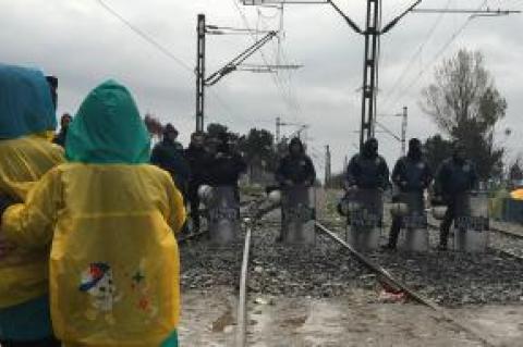 The Idomeni refugee camp in Greece from a scene in "Human Flow"