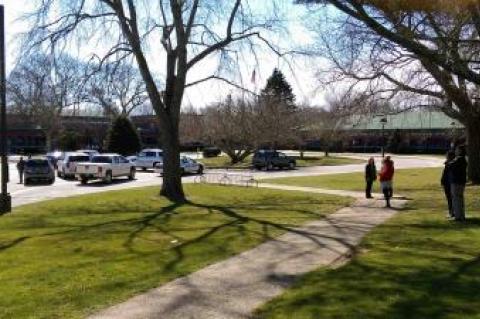 East Hampton Village police are conducting a search of the John M. Marshall Elementary School in East Hampton after the school received a bomb threat on Wednesday morning.