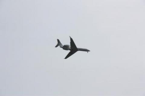 A plane coming in for a landing at East Hampton Airport.