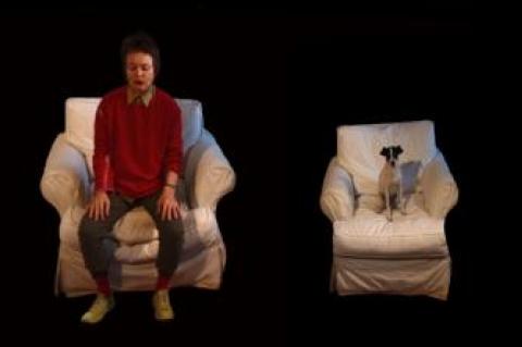 Laurie Anderson and her dog, Lolabelle, in "From the Air," an earlier project inspired by her dog.