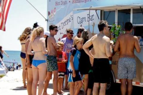 Food trucks are the norm at many town beaches, including this one at Indian Wells Beach.