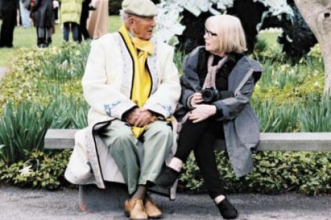 Jack Lenor Larsen and Diane Tepper said hello during the season opening of the LongHouse Reserve in East Hampton on Saturday.