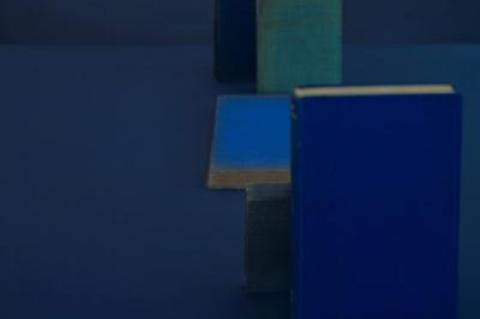 "Diebenkorn Blues" from Mary Ellen Bartley's series "Blue Books" is on view at Guild Hall beginning Saturday.