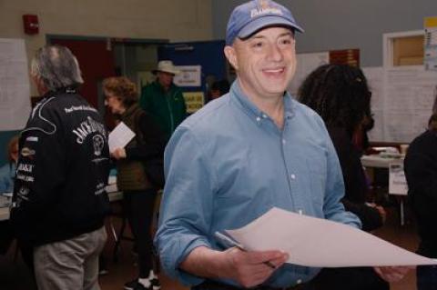 Perry Gershon, the Democratic candidate for Congress in the New York First District, voted on Tuesday morning in East Hampton, where long lines at some polling places were reported.